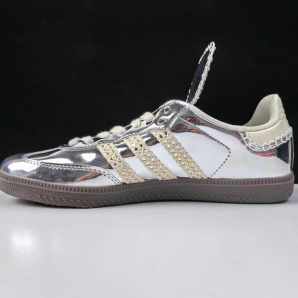 adidas White and Green Striped Sneakers - Picture 3 of 5